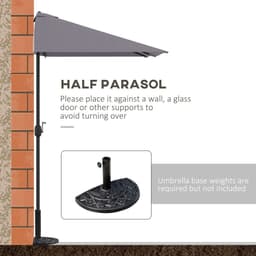 image-Half Parasol Semi Round UmbrellaCrank 2.3m, Grey NO BASE INCLUDED