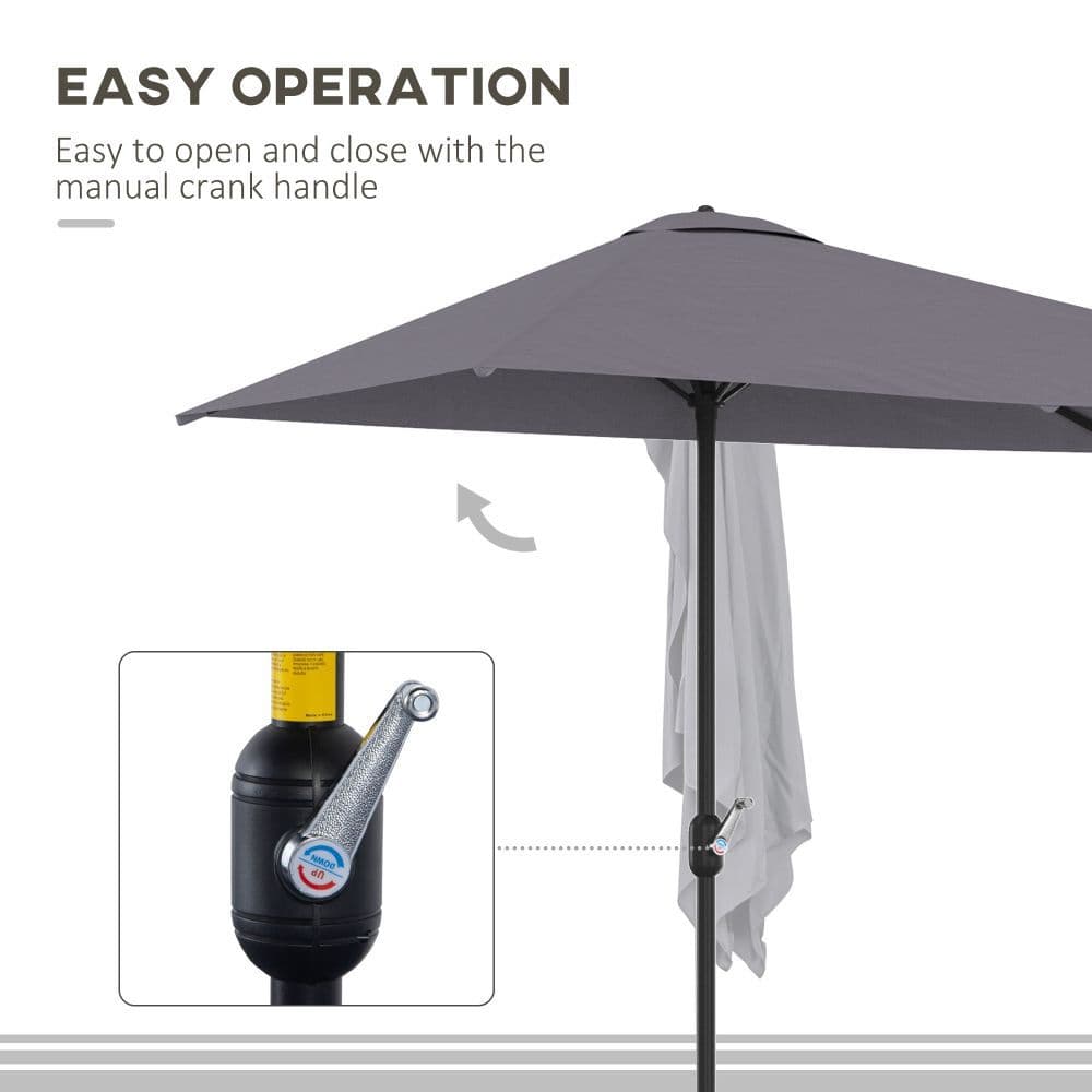 image-Half Parasol Semi Round UmbrellaCrank 2.3m, Grey NO BASE INCLUDED