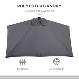 image-Half Parasol Semi Round UmbrellaCrank 2.3m, Grey NO BASE INCLUDED