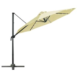 image-3m Cantilever Parasol Patio Umbrella with LED Solar Light Beige