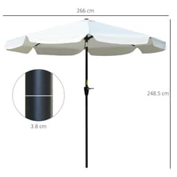 image-2.66m Patio Umbrella Parasol Outdoor Cream White