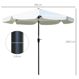 image-2.66m Patio Umbrella Parasol Outdoor Cream White