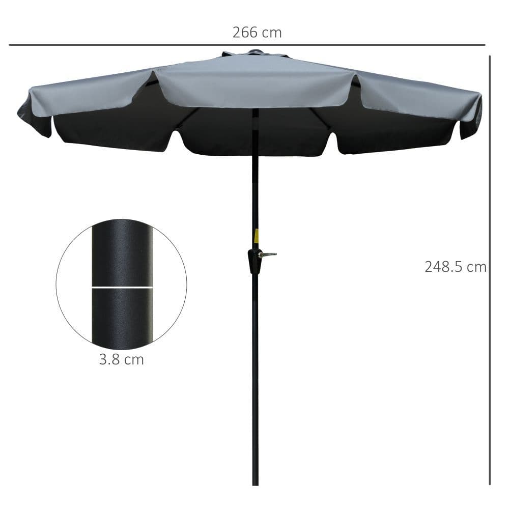 image-2.66m Patio Umbrella Garden Charcoal Grey