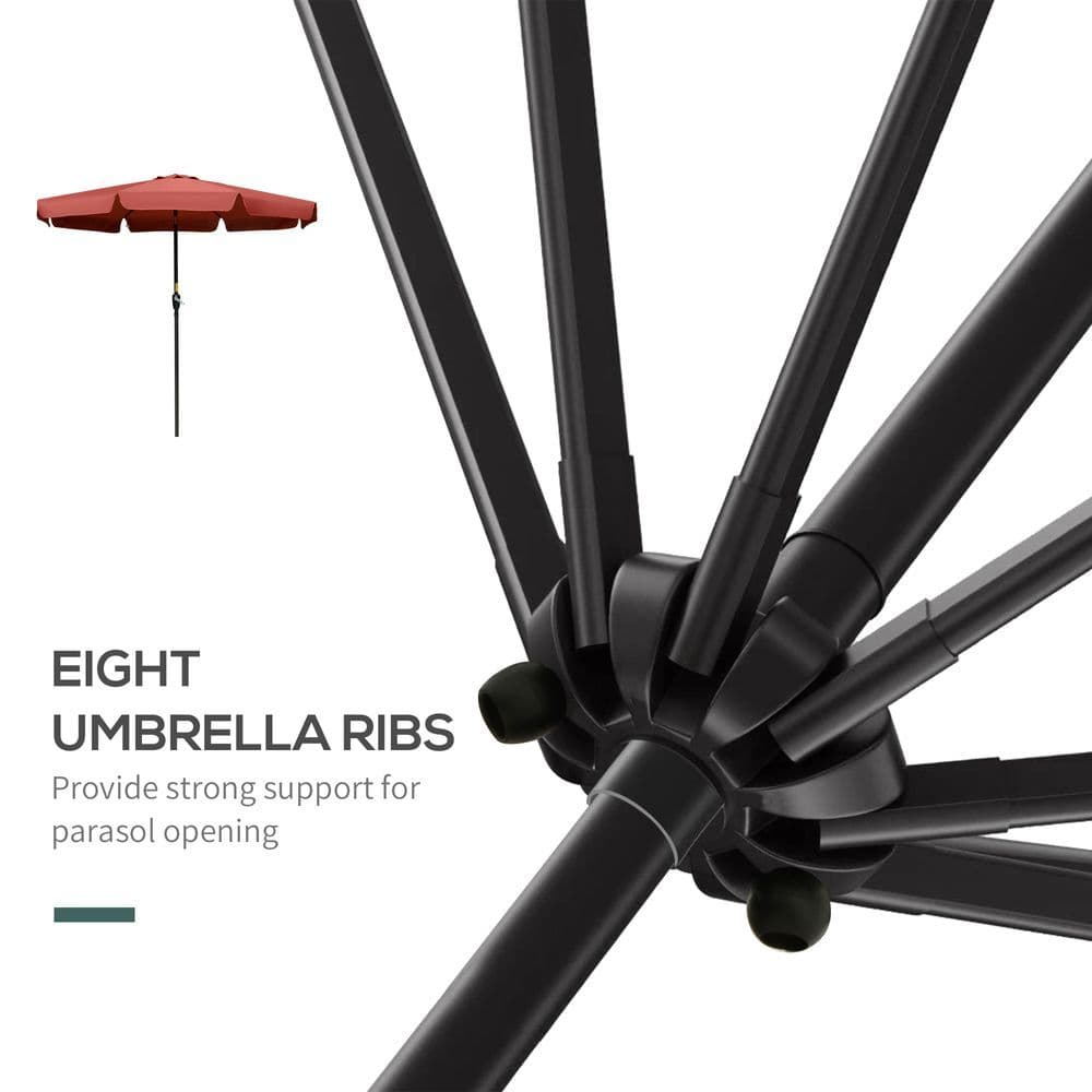 image-2.66m Patio Umbrella Garden Parasol Wine Red
