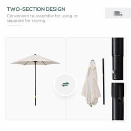 image-1.96m Parasol Patio Umbrella, Cream White