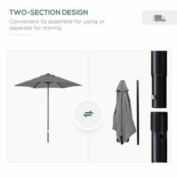 image-1.96m Parasol Patio Umbrella, Dark Grey