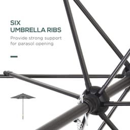 image-1.96m Parasol Patio Umbrella, Dark Grey