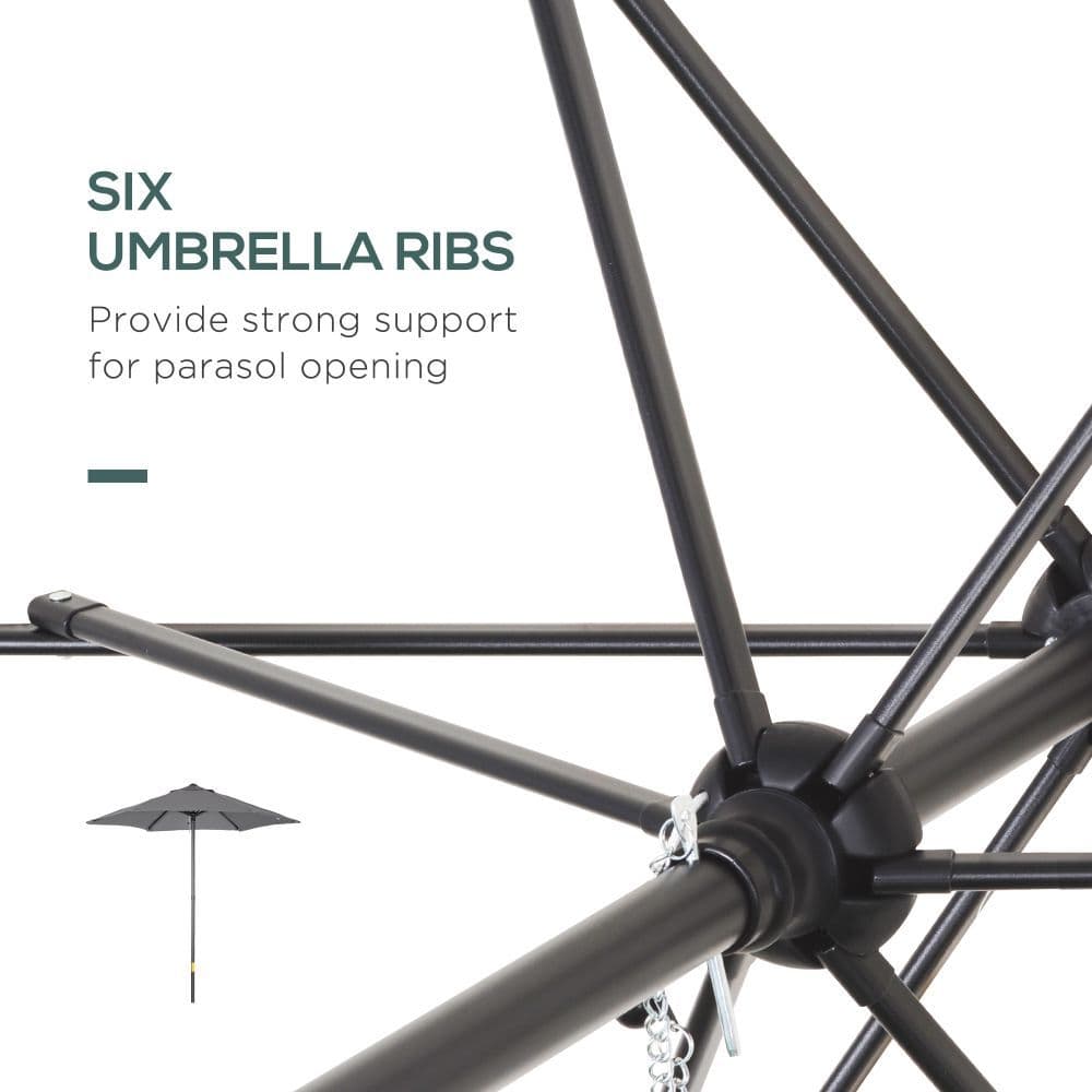 image-1.96m Parasol Patio Umbrella, Dark Grey