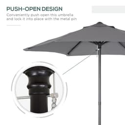 image-1.96m Parasol Patio Umbrella, Dark Grey