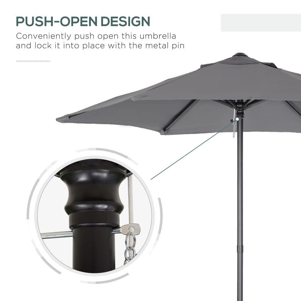 image-1.96m Parasol Patio Umbrella, Dark Grey