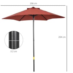 image-2m Parasol Patio Umbrella, Wine Red