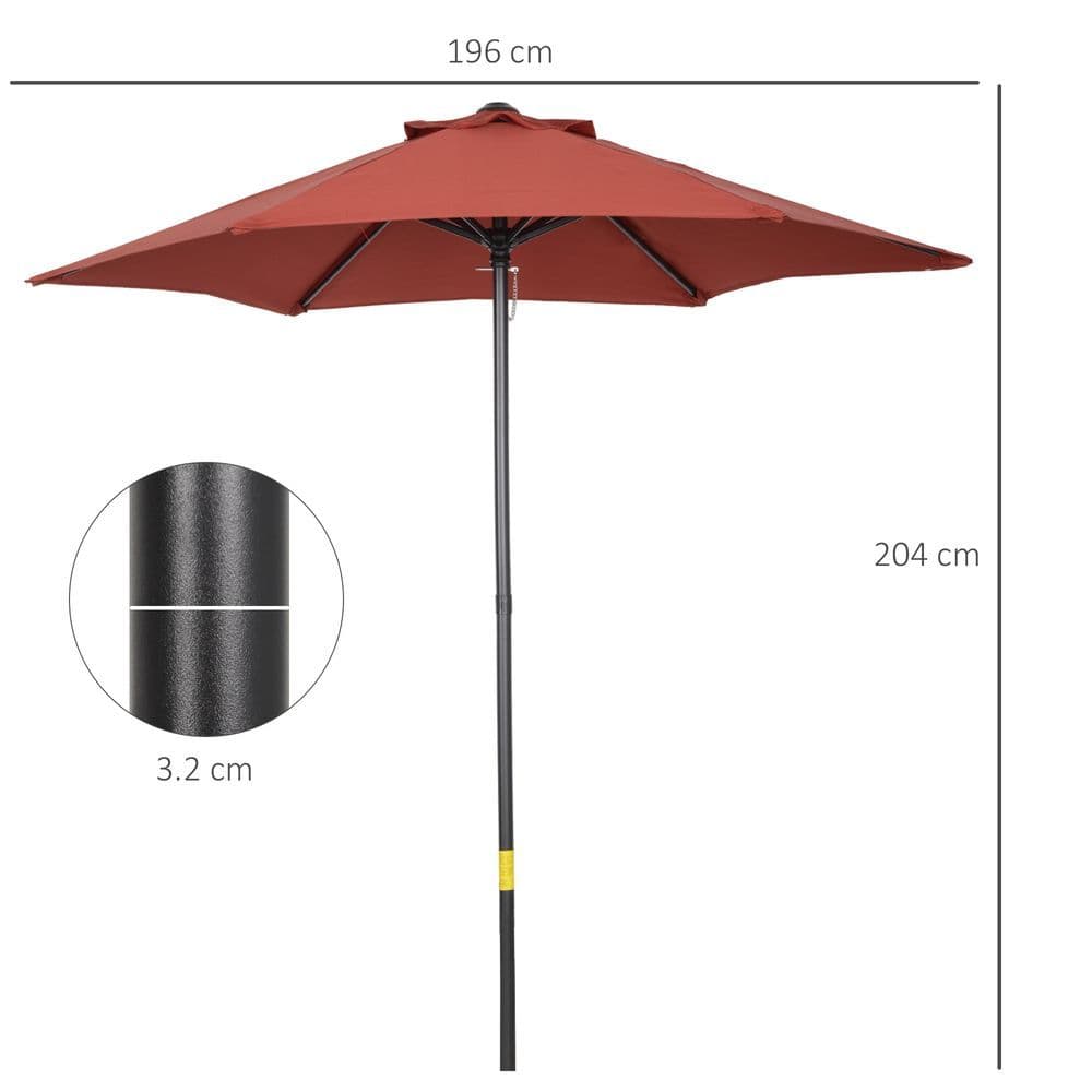image-2m Parasol Patio Umbrella, Wine Red