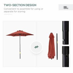 image-2m Parasol Patio Umbrella, Wine Red