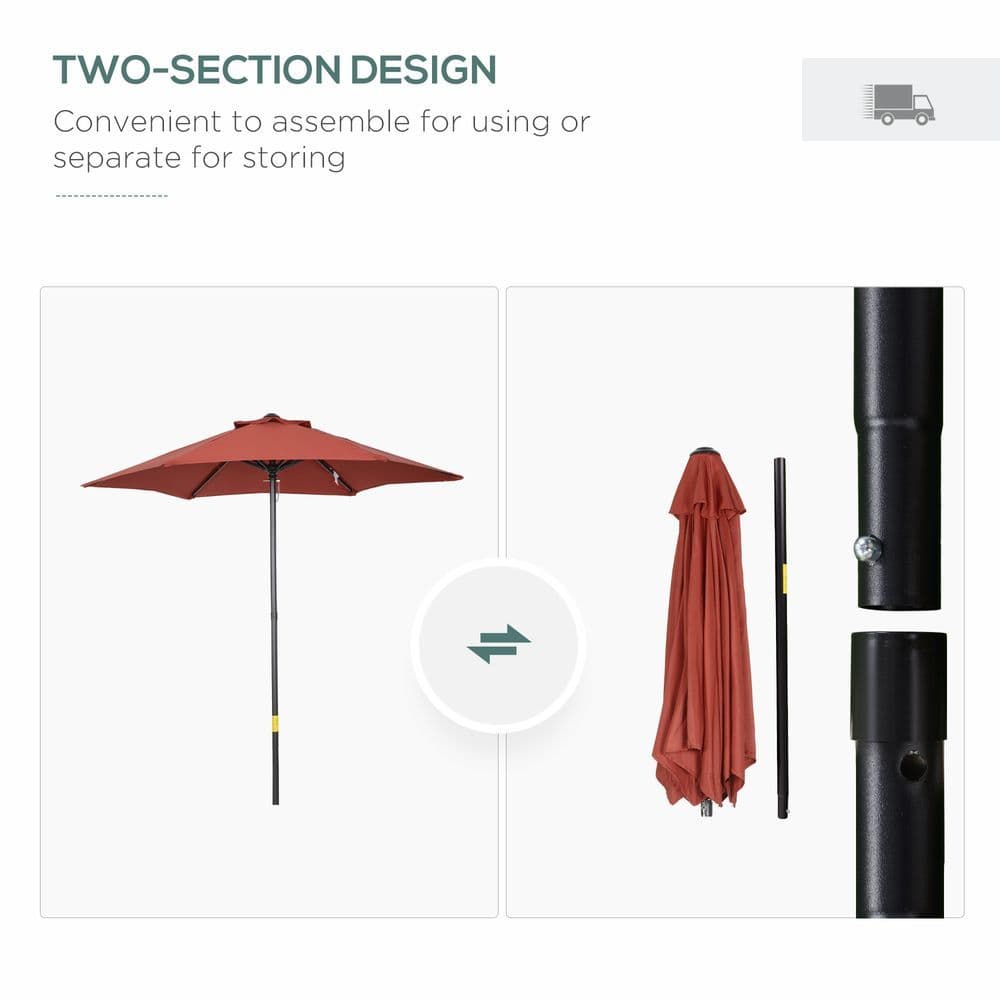 image-2m Parasol Patio Umbrella, Wine Red