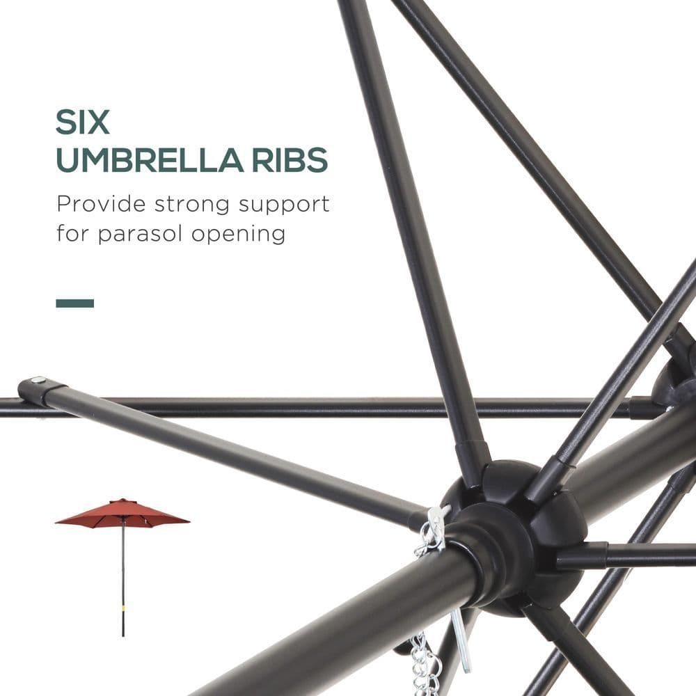 image-2m Parasol Patio Umbrella, Wine Red
