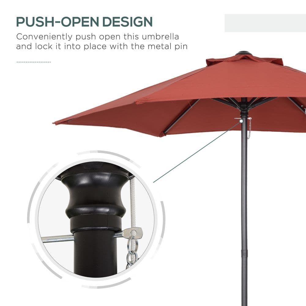 image-2m Parasol Patio Umbrella, Wine Red