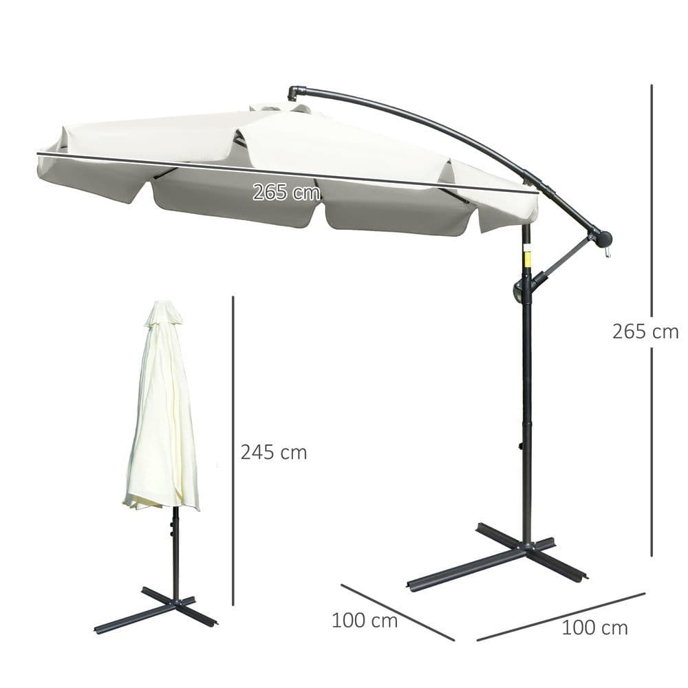 image-2.7m Garden Banana Parasol Cantilever Crank Cream White