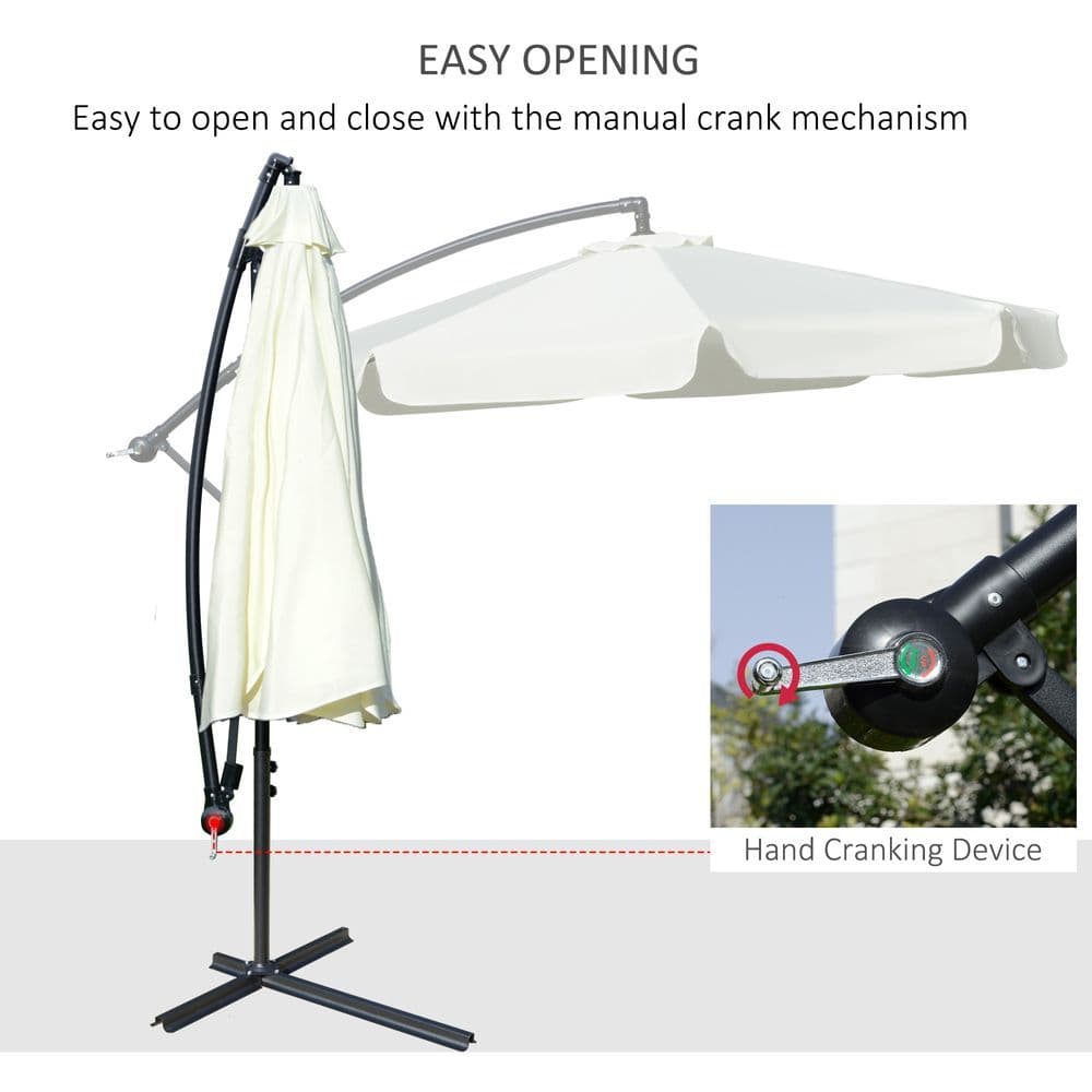 image-2.7m Garden Banana Parasol Cantilever Crank Cream White