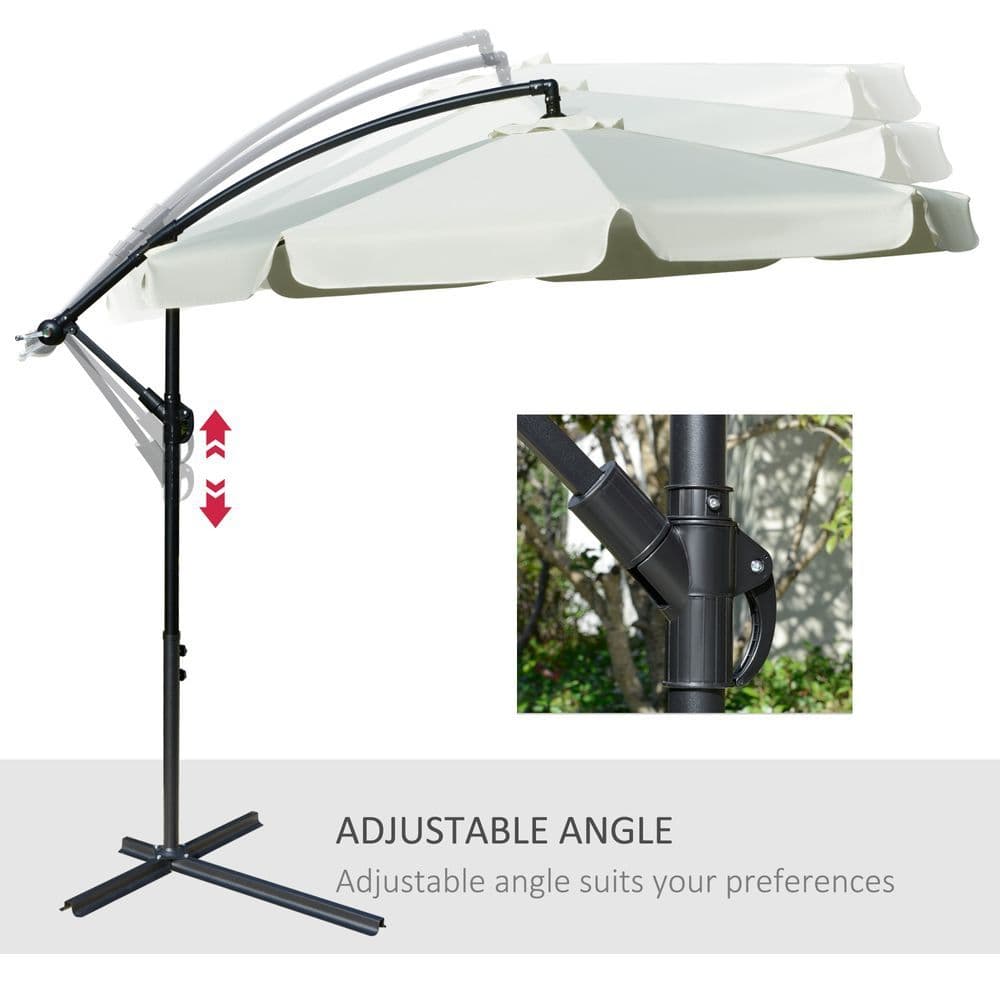 image-2.7m Garden Banana Parasol Cantilever Crank Cream White