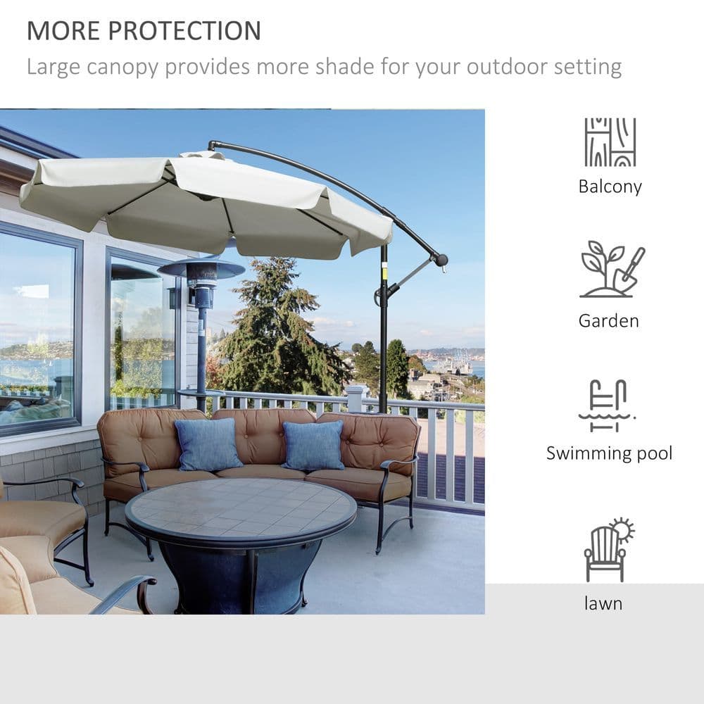 image-2.7m Garden Banana Parasol Cantilever Crank Cream White