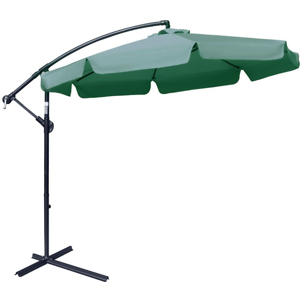 image-2.7m Garden Banana Parasol Cantilever Umbrella with Crank Green