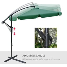 image-2.7m Garden Banana Parasol Cantilever Umbrella with Crank Green