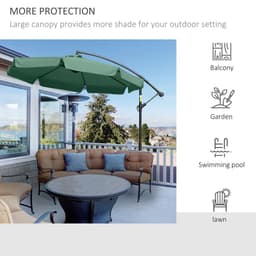 image-2.7m Garden Banana Parasol Cantilever Umbrella with Crank Green