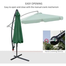 image-2.7m Garden Banana Parasol Cantilever Umbrella with Crank Green