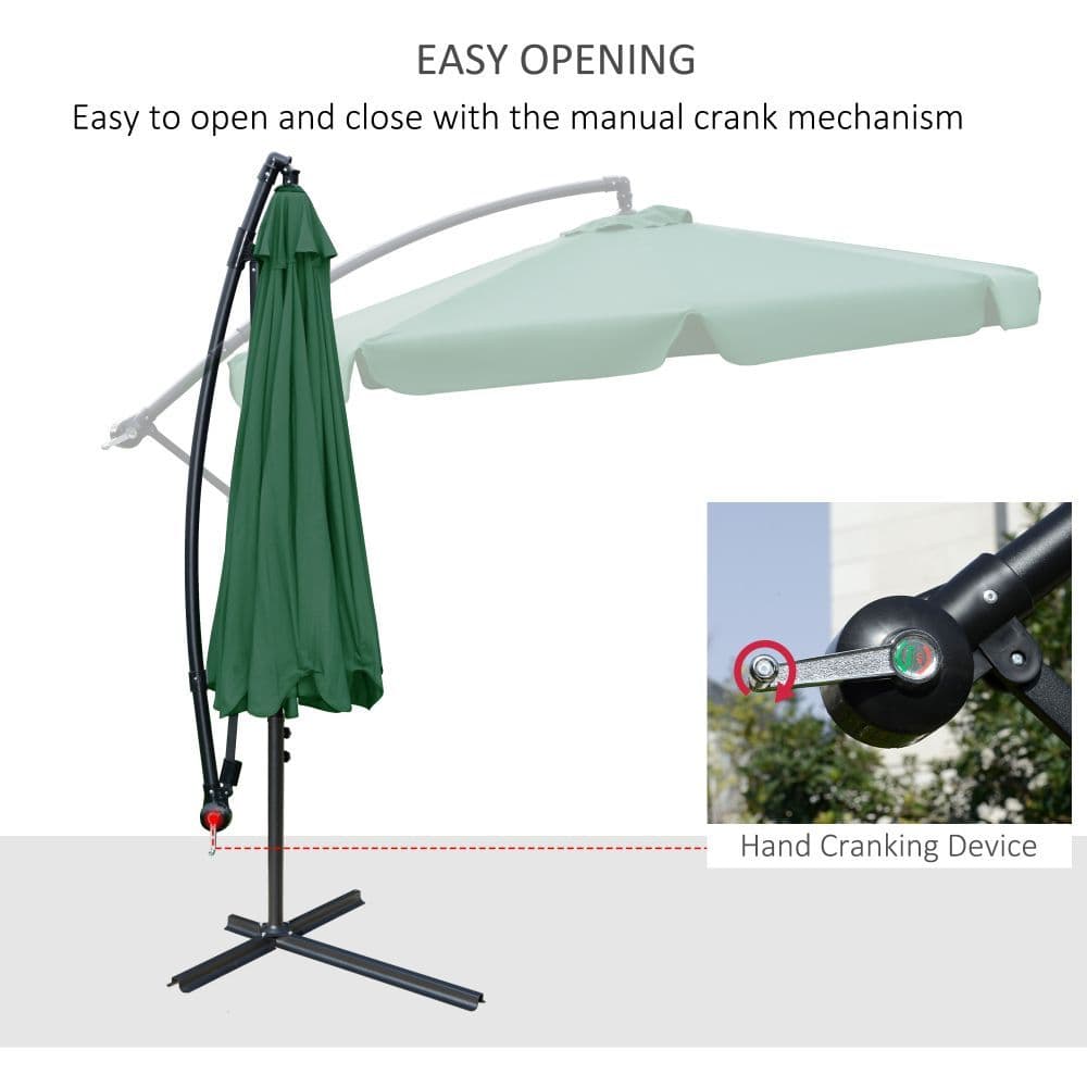 image-2.7m Garden Banana Parasol Cantilever Umbrella with Crank Green