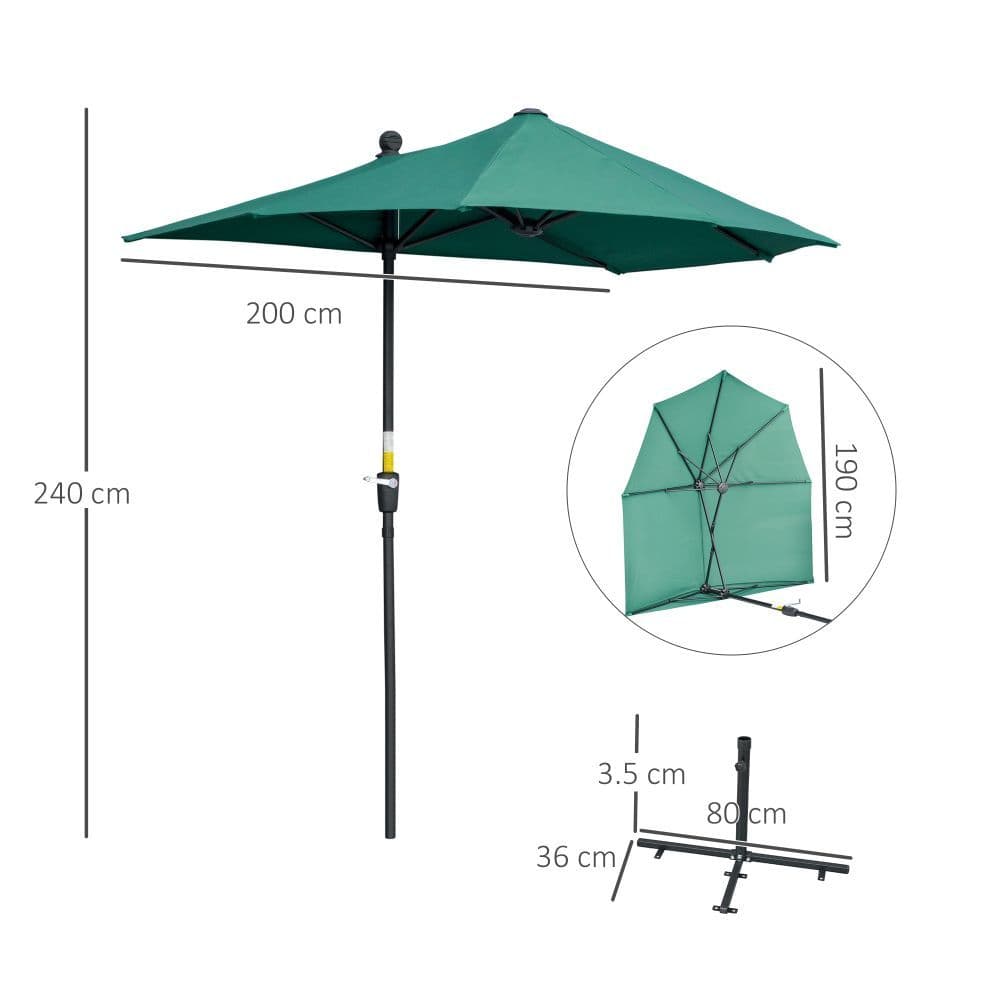 image-2m Half Parasol Market Umbrella Crank Dark Green