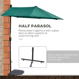 image-2m Half Parasol Market Umbrella Crank Dark Green
