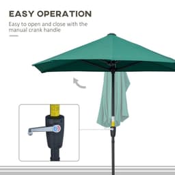 image-2m Half Parasol Market Umbrella Crank Dark Green