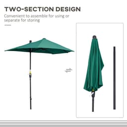 image-2m Half Parasol Market Umbrella Crank Dark Green