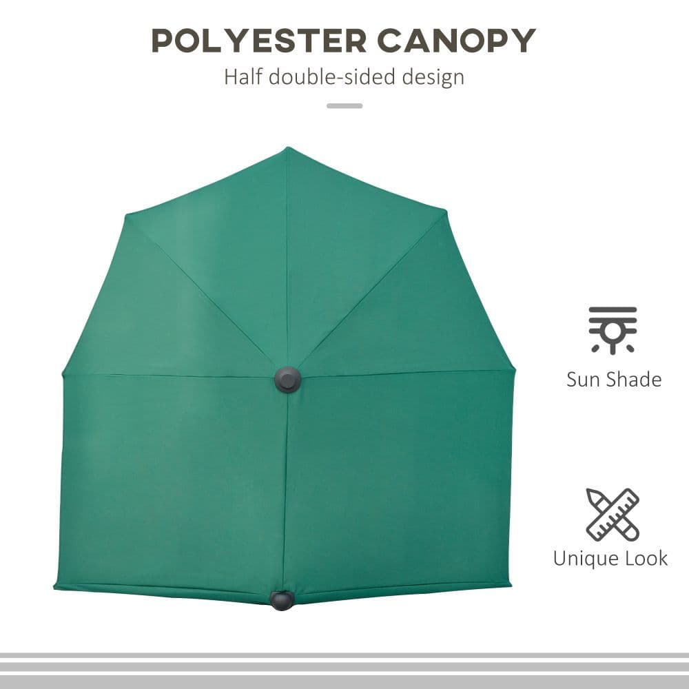 image-2m Half Parasol Market Umbrella Crank Dark Green