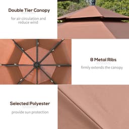image-3m Cantilever Banana Parasol Double Roof, LED Solar lights, Crank,