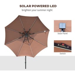 image-3m Cantilever Banana Parasol Double Roof, LED Solar lights, Crank,