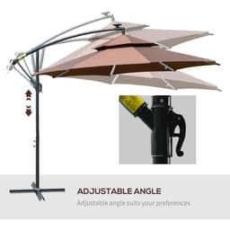 image-3m Cantilever Banana Parasol Double Roof, LED Solar lights, Crank,