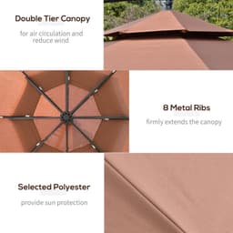 image-3m Cantilever Banana Parasol Double Roof, LED Solar lights, Crank,