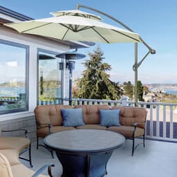 image-2.7m Banana Parasol Cantilever Crank Handle, Double Tier Canopy Beige