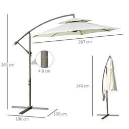 image-2.7m Banana Parasol Cantilever Crank Handle, Double Tier Canopy Beige