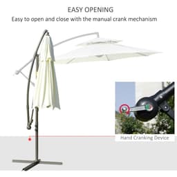 image-2.7m Banana Parasol Cantilever Crank Handle, Double Tier Canopy Beige