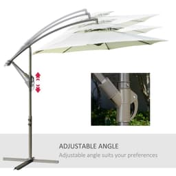 image-2.7m Banana Parasol Cantilever Crank Handle, Double Tier Canopy Beige