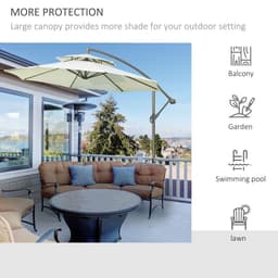 image-2.7m Banana Parasol Cantilever Crank Handle, Double Tier Canopy Beige