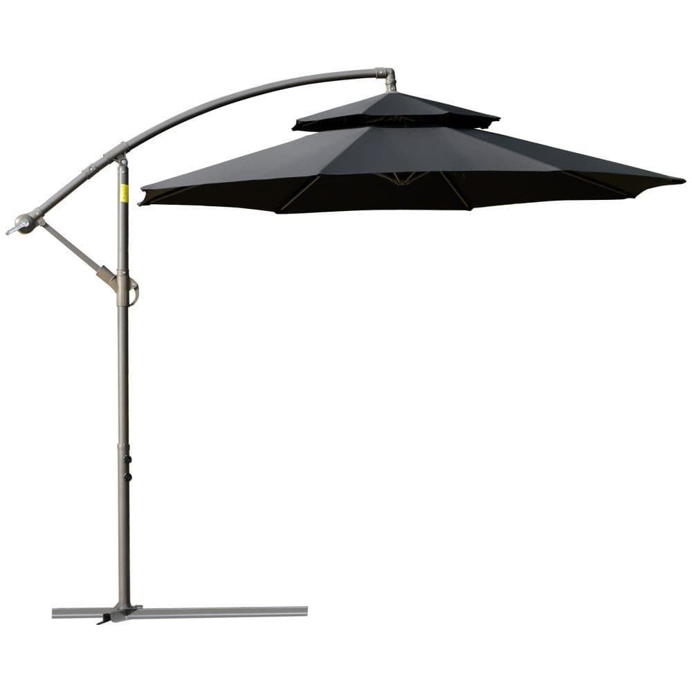 image-2.7m Banana Parasol Cantilever Handle, Cross BaseBlack