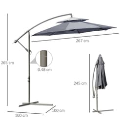 image-2.7m Garden Banana Parasol Cantilever Umbrella Handle, Dark Grey
