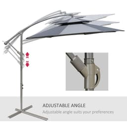 image-2.7m Garden Banana Parasol Cantilever Umbrella Handle, Dark Grey
