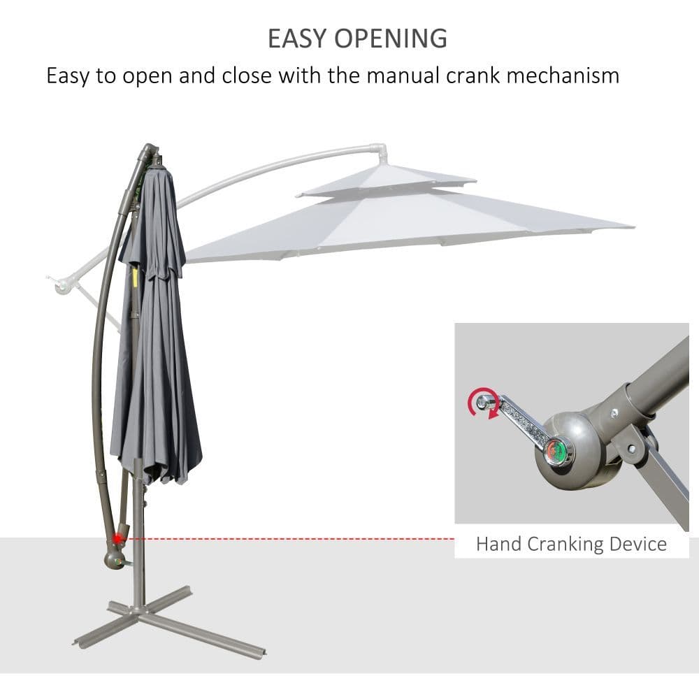 image-2.7m Garden Banana Parasol Cantilever Umbrella Handle, Dark Grey
