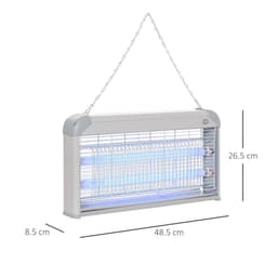 image-Outsunny Mosquito LED Killer Lamp 30 W Wall-mounted Insect Zapper, Steel-Grey