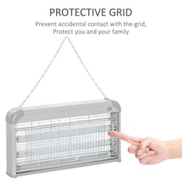 image-Outsunny Mosquito LED Killer Lamp 30 W Wall-mounted Insect Zapper, Steel-Grey