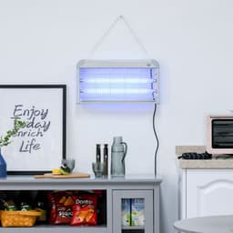 image-Outsunny Mosquito LED Killer Lamp 30 W Wall-mounted Insect Zapper, Steel-Grey